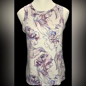 Calia by Carrie Underwood Purple Floral High Neck Sleeveless Tank Top Size Small
